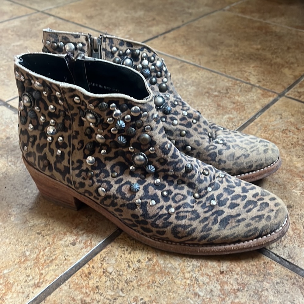 Free People Studded Leopard Booties